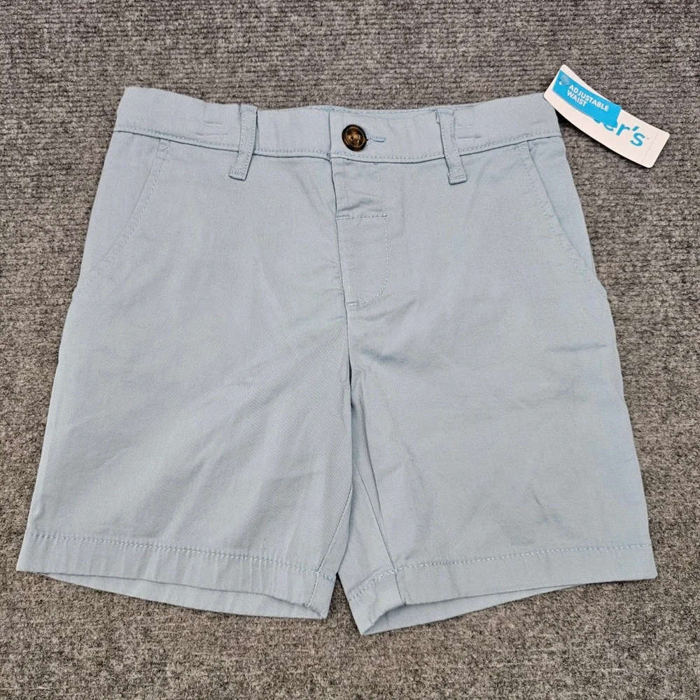 Carter's Chino Shorts Toddler Boys 5T Adjustable Waist Light Blue NWT